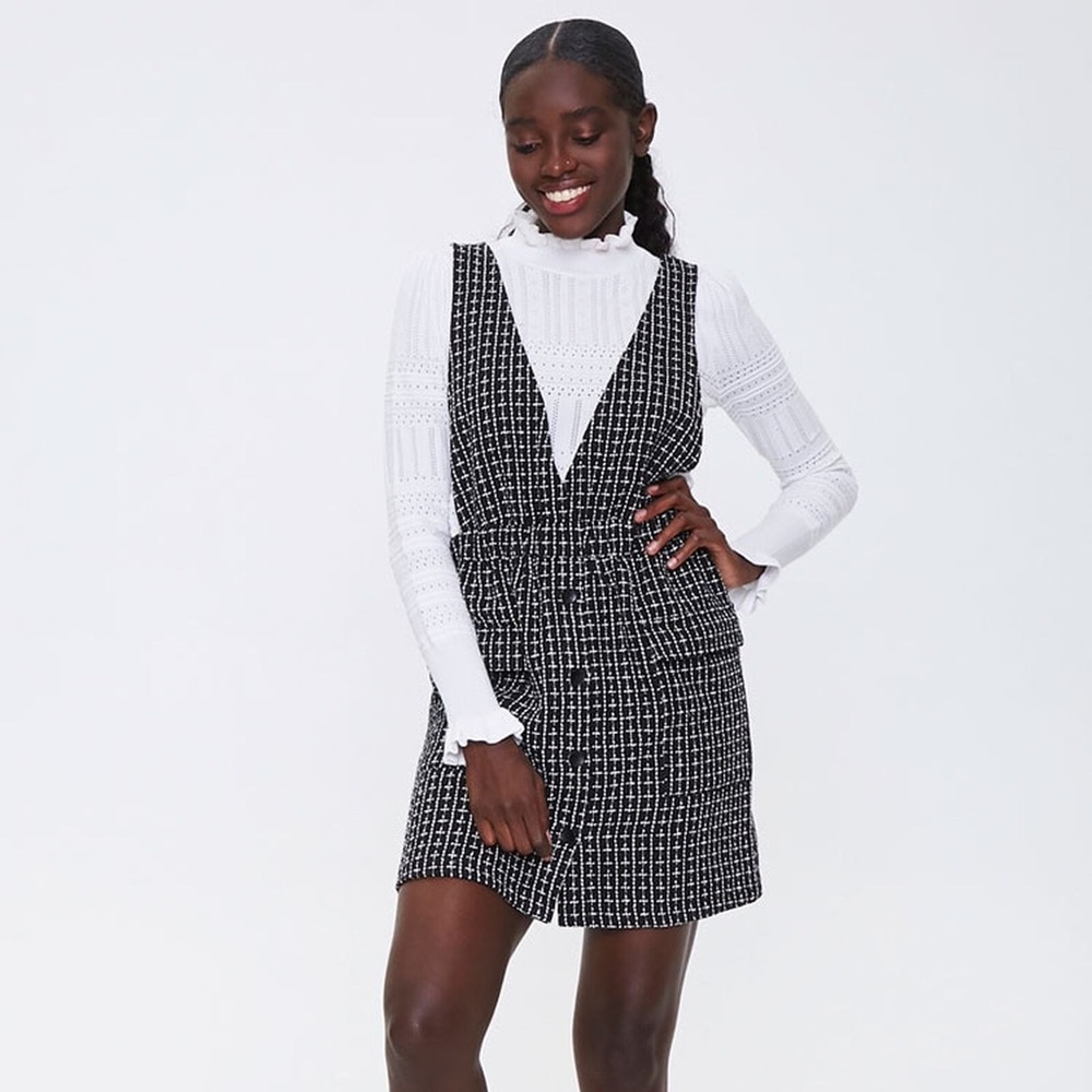 Forever 21 Tweed Pinafore Dress